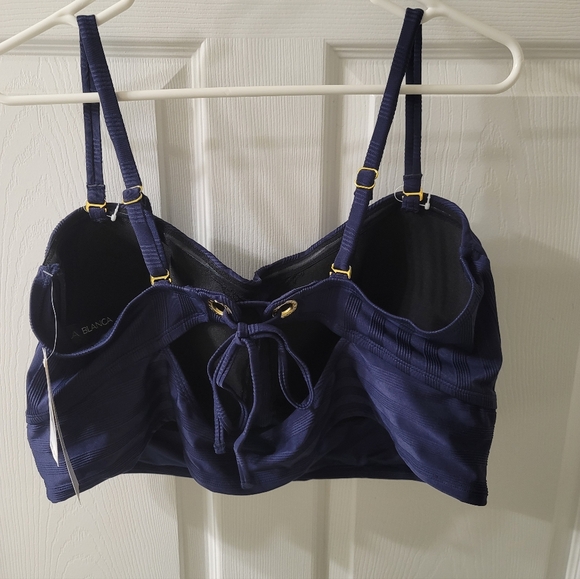 NWT La Blanca Bikini top Navy Blue 22w, Removable Straps - Picture 2 of 6